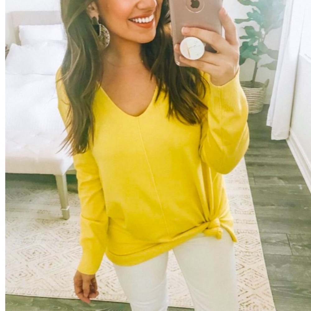 Dreamers Yellow V-Neck Sweater